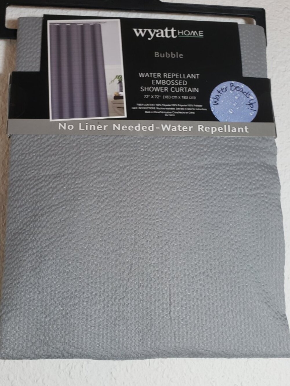 Wyatt Home Water Repellant Shower Curtain 72x72 Green No Liner Needed
